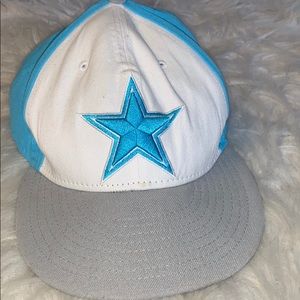 light blue cowboys snap back cap